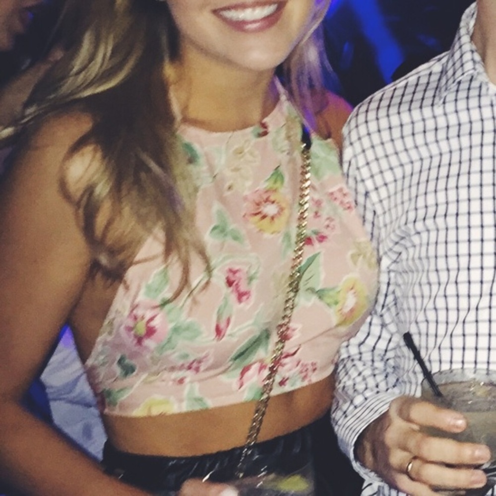 American Apparel Pink Floral Crop Top